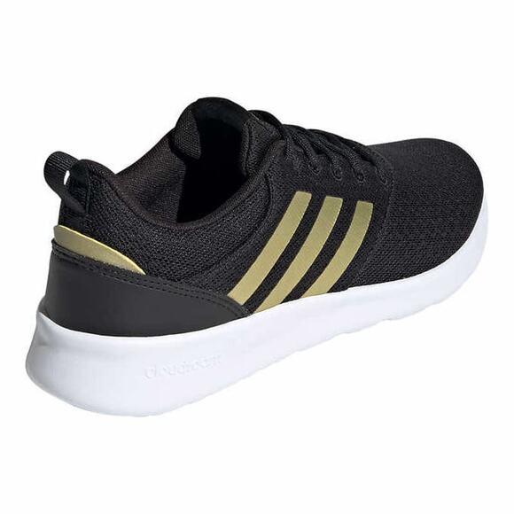 Adidas QT Racer 2.0 Women's Running Shoes Sneakers Black Metallic Gold - Picture 3 of 8